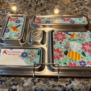 PlanetBox Stainless Steel Lunch Tray with Floral Design